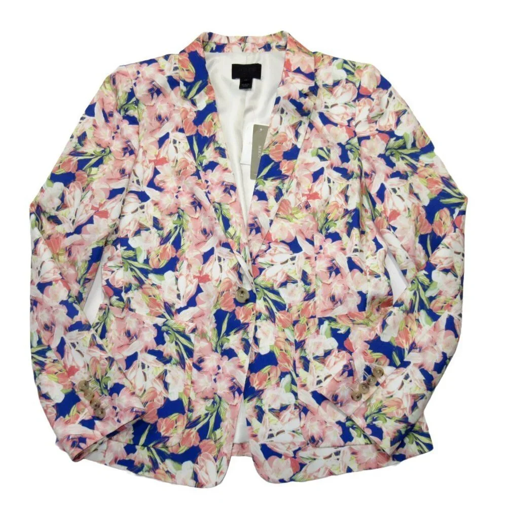 NWT J.Crew Collection Floral Silk Blazer in Warm Iris Lightweight Jacket 10
